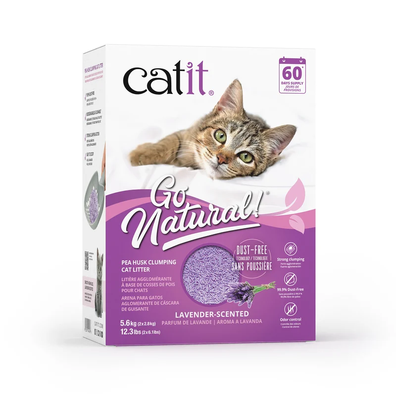 Catit Go Natural! - Parfum de Lavande - Litière Agglomérante à Base de Cosses de Pois pour Chats