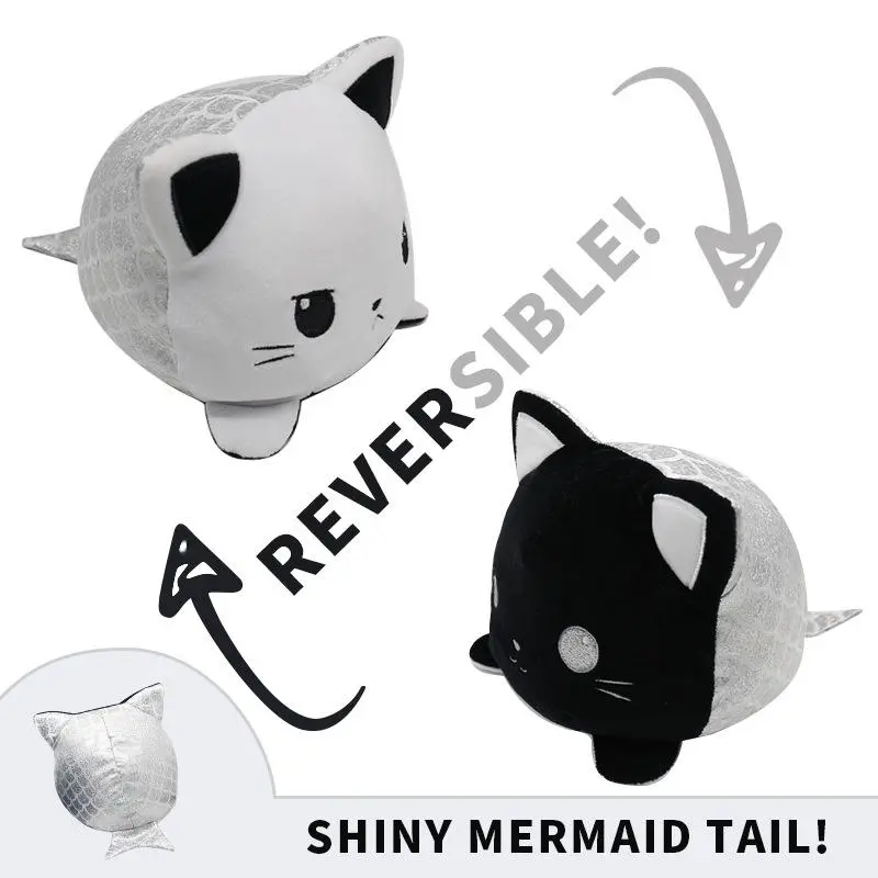 Peluche Réversible Chat Noir et Blanc