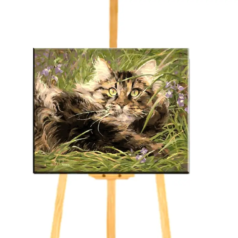Peinture par Numéros de Chat Couché dans l'Herbe